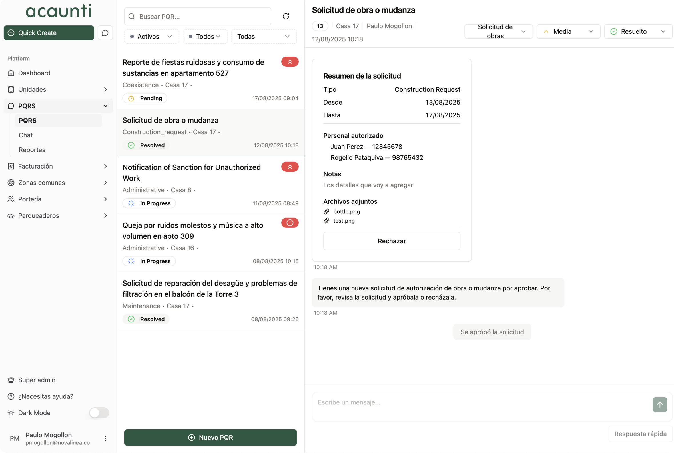 Streamline product interface showing Chat